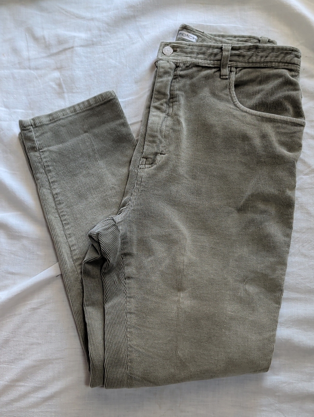 bill blass Olive-Tone Corduroy Women's Pants Casual Versatile Vacation Wear